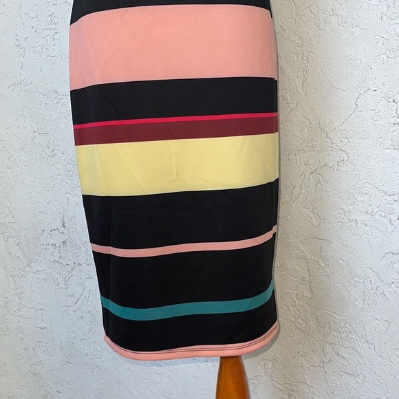 Belle Sky Is The Limit Scuba Mock Turtleneck Midi Striped Dress Size M - Picture 5 of 12